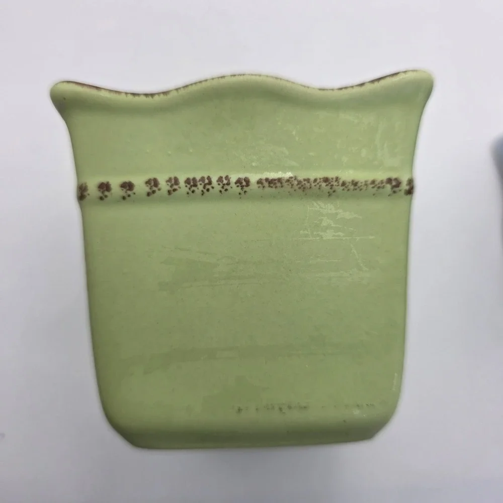 PartyLite Ceramic Votive Candle Holders Set of 3 Pastel Green Blue Yellow Square - Picture 6 of 7